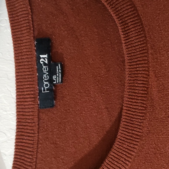 Forever 21 Rust Long Sleeve Cropped Sweater Top Large - Picture 2 of 4